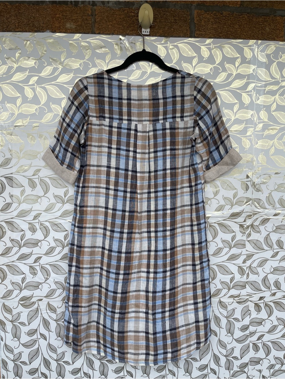 Pyne & Smith Vintage Plaid Linen Tunic Dress Xtra Small Lagenlook — image 6 of 7